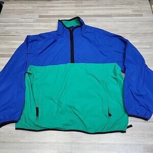 Eddie Bauer Windbreaker/Rain Jqxket Mens XL 1/4 Pullover 90s Vintage Blue Green